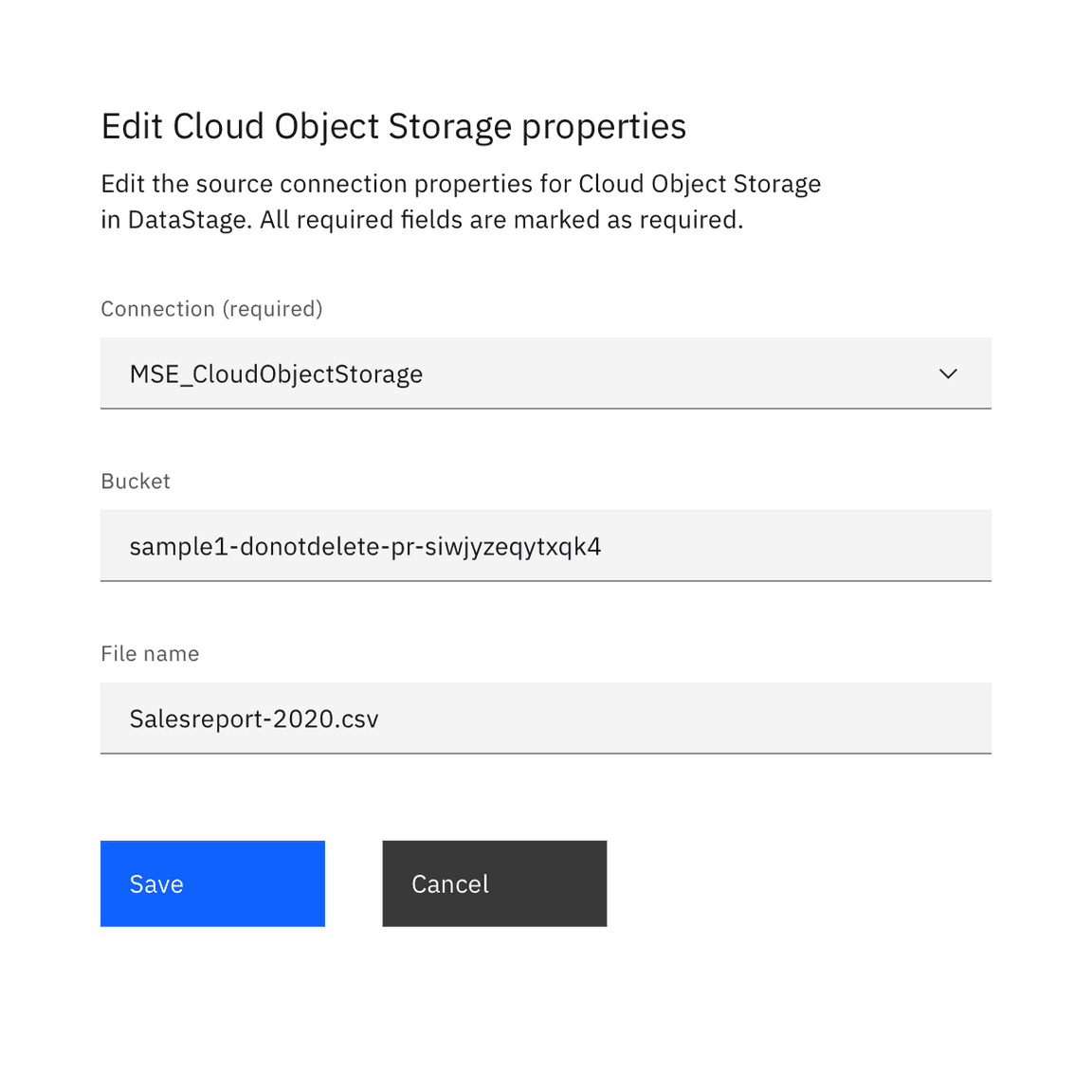 Example of product configuration properties using the required pattern