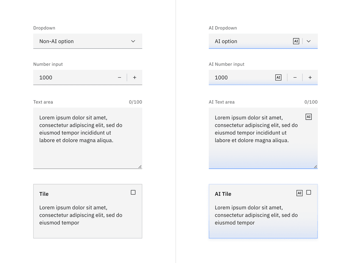 Light mode examples of AI carbon components.